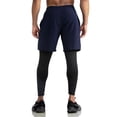 thumbnail image 5 of Deago Men's 2 in 1 Running Pants Compression Athletic Pants Workout Legging with Zipper Pockets (Navy, S), 5 of 10