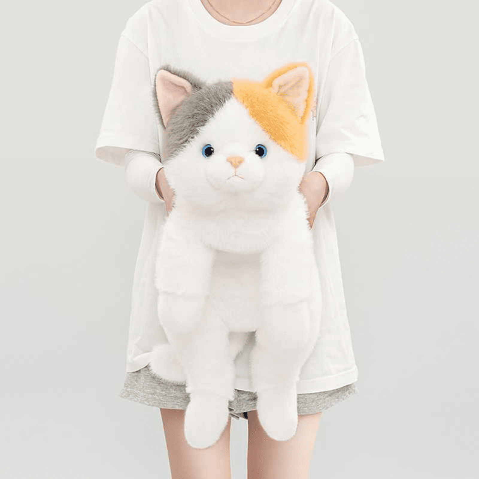 Lifelike Cat Plush Toy, Soft Stuffed Cat with Weighted Paws & Tail, Realistic Plush Animal Pillow Doll for Home Decoration and Comfort Gift