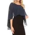 thumbnail image 3 of Sakkas Anya Women's Soft Chiffon Wedding Bridesmaid Bridal Cape Wrap Bolero Shrug - Navy - OS, 3 of 5