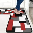 thumbnail image 5 of Geometric Patterns Kitchen Rugs Red Black White Mats Set of 2, Father's Day Decoration Kitchen Mat Non-Slip Absorbent Mats for Sink Waterproof Runner Rug 17.7x30+17.7x48inch, 5 of 5