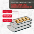 thumbnail image 2 of Bakken Swiss Cookie Sheet 3 Piece Set - Non-Stick, Stackable Baking Pans, Deluxe Ceramic Coating – Dishwasher Safe - for Home Baking, 2 of 6