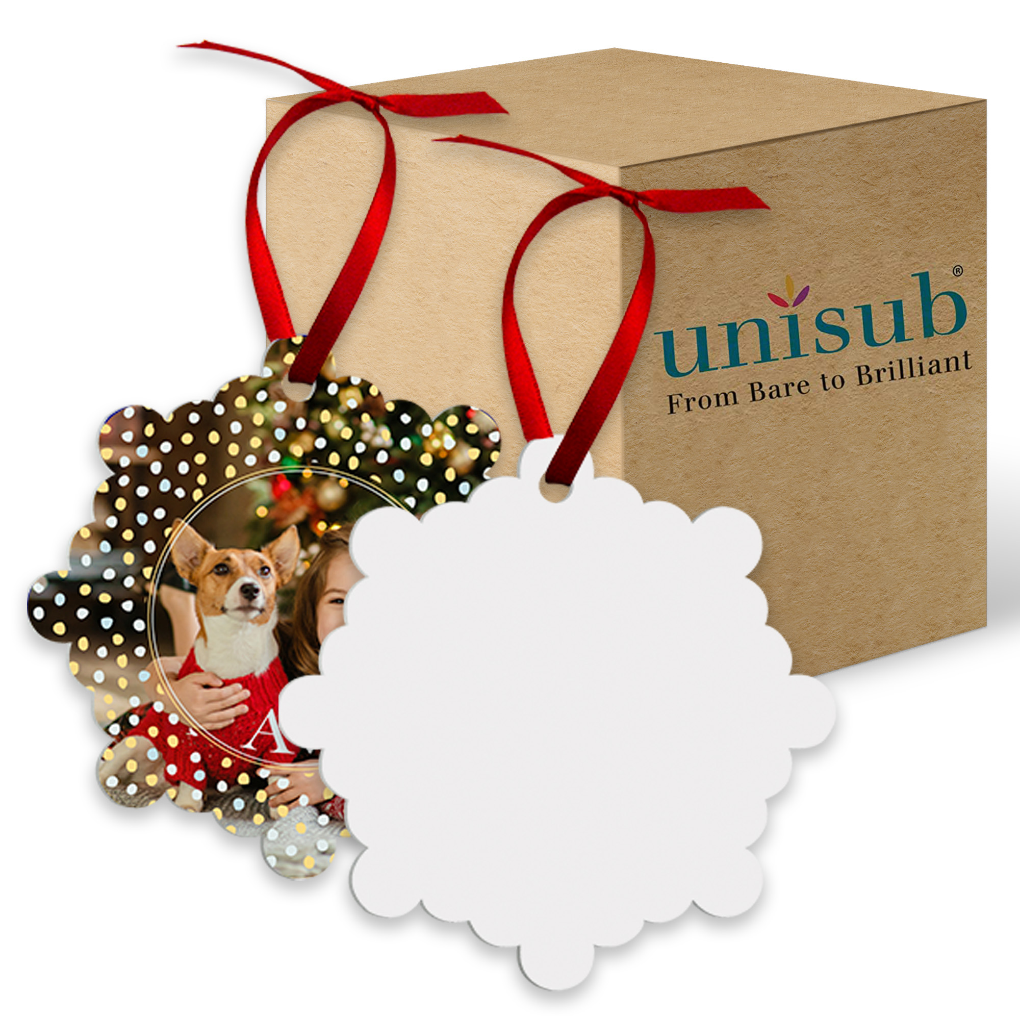 Unisub Sublimation Ornaments London Snowflake Shape With Ribbon For