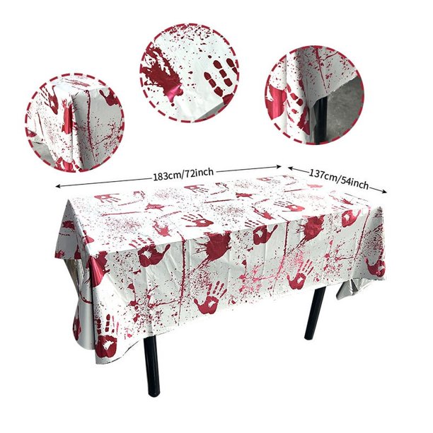 Tela de Halloween: paquete de 2, grande, 54 x 72 pulgadas, mantel de plástico para Halloween, cubierta de mesa de Halloween para decoraciones de mesa de Halloween