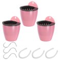 thumbnail image 1 of Unique Bargains 4 Inch Self Watering Plant Pot Hanging Planters with S Hooks, Pink 3 Pack, 1 of 7