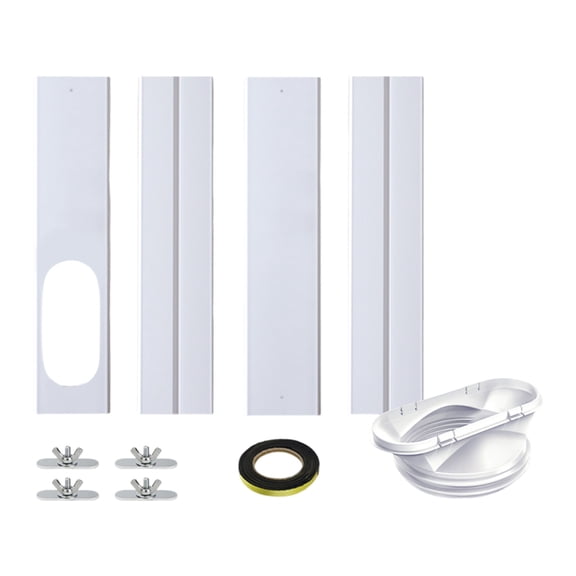 Mobile Air Conditioner Sliding Window Seal Sash Kit - 5.9" Diameter Exhaust Hose, Adjustable Length Up to 60", White, Universal Fit