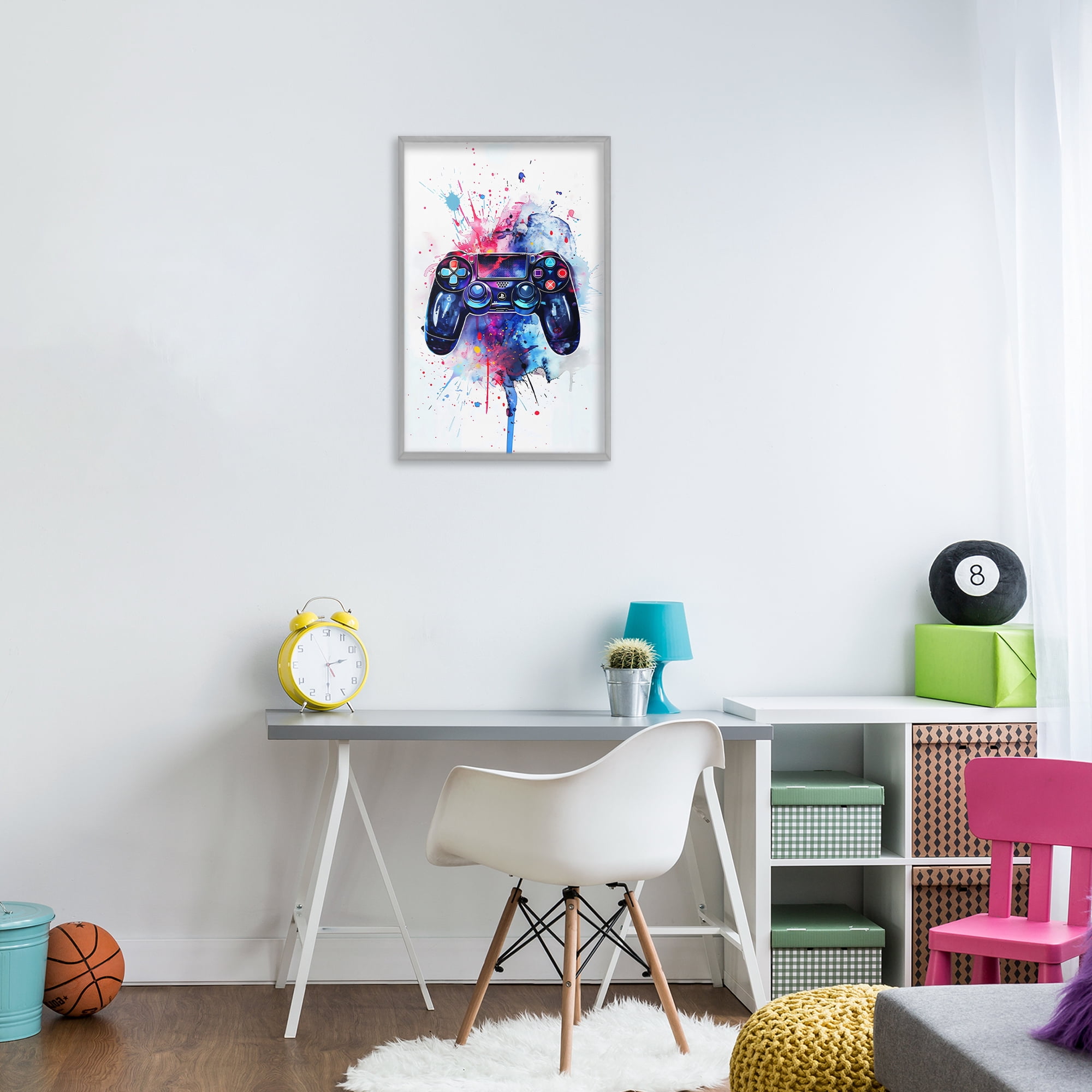 Stupell Industries Burst of Color Controller Gray Framed Giclee Art, design by Creative Studio