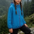 thumbnail image 5 of XYAIYT Girls Windproof Jacket with Pockets Hooded Solid Color Stand Collar Waterproof Outerwear Coat Outdoors, 5 of 6
