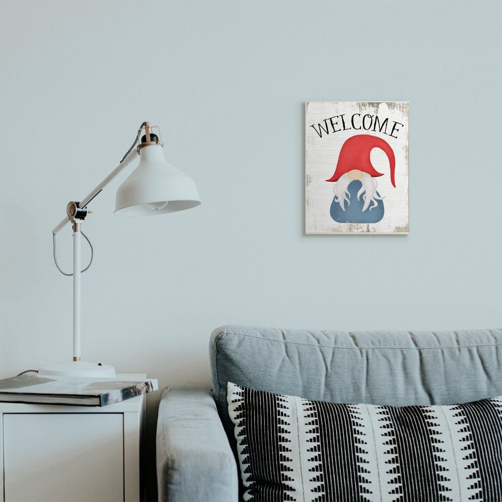Stupell Industries Welcome Gnome Sign Mythical Garden Elf Pun Designed by Daphne Polselli