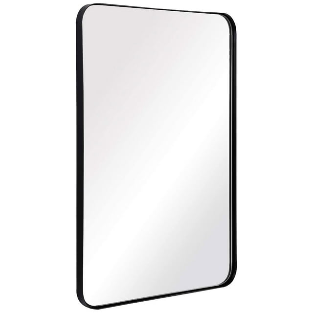 ANDY STAR 24 x 36 Inch Rectangular Hanging Metal Wall Mirror, Matte Black