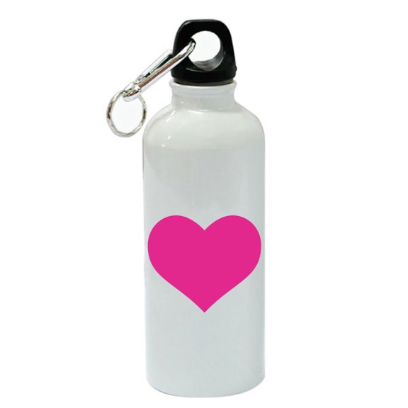 All Gifts Fuchsia Heart White Aluminum Sports 20 oz Water Bottle