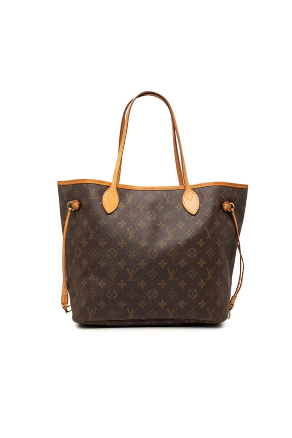 Pre-Owned Louis Vuitton Monogram Neverfull MM Shoulder Bag Tote M40156 Brown Leather Women's...