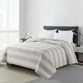 Mainstays Reversible Microfiber Comforter, Tan Stripe, Twin/Twin XL, Adult, Unisex