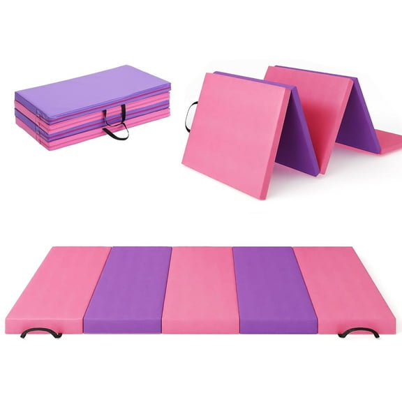 Folding Gymnastics Mat 4x8 ft, 2 Inch Thick 4-Panel Exercise Mat for Home Gym