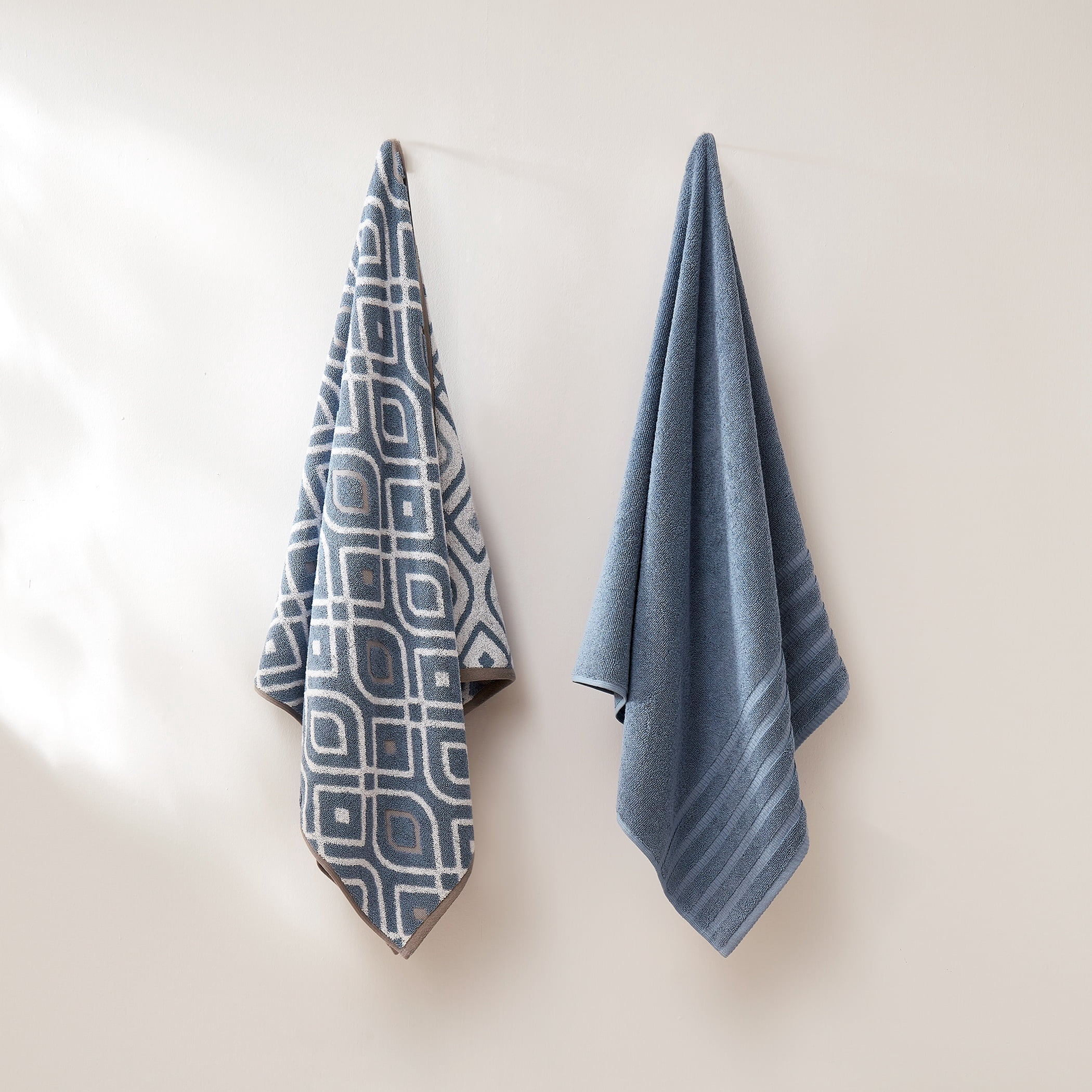 Modern Threads Oxford 6-Piece Yarn Dyed Adult Cotton Bath Towel Set, Blue