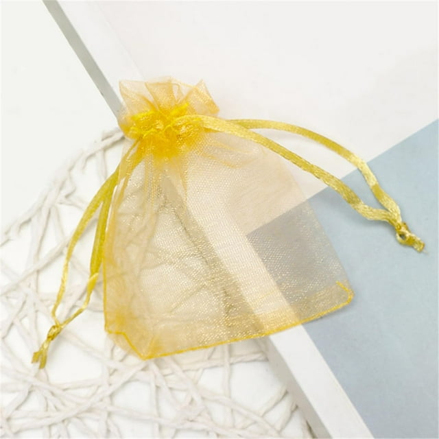 Yazoeia 100 Pcs Sheer Organza Bags, Wedding Favor Bags with Drawstring, Makeup Organza Favor Bags, Drawstring Net Gift Bags, Jewelry Gift Bags for Party Wedding Gift Return Store, CJC912-166263