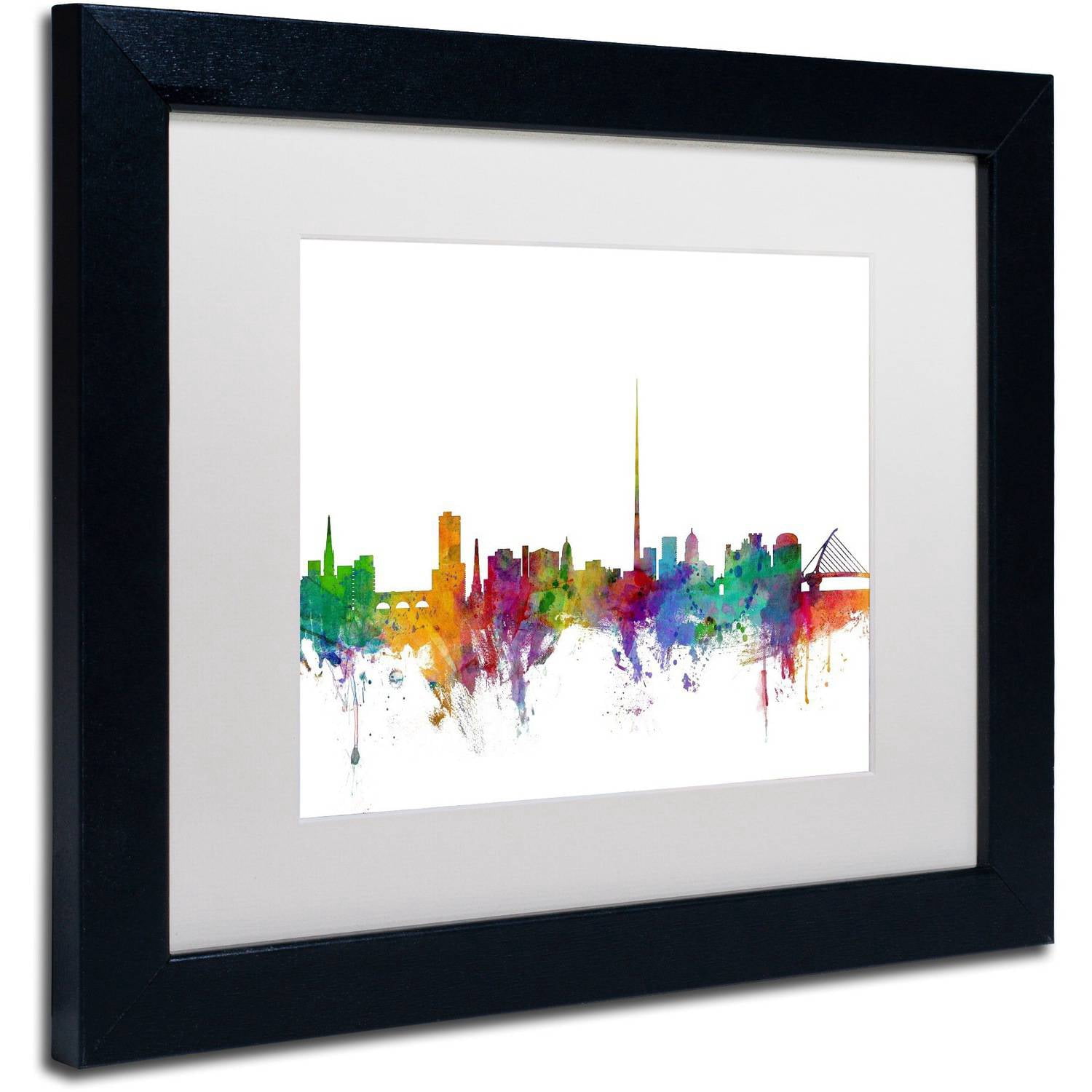 Trademark Fine Art 'Dublin Ireland Skyline' Canvas Art by Michael Tompsett, White Matte, Black Frame