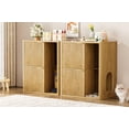 thumbnail image 6 of Cat Litter Cabinet with Cat Tree, Concealed Litter Box Enclosure with Dual Doors, Scratching Post and Storage Shelves, Stylish Pet Furniture for Living Room Bedroom, 6 of 13