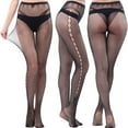 thumbnail image 3 of Umfun Patterned Tights for Women Black Fishnet Stockings Lace Design Pantyhose Thigh High Stockings Lace Tights Silky Semi Sheer Stocking Beige One Size, 3 of 3
