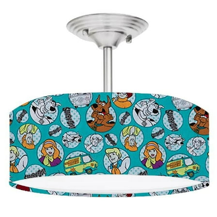 888 Cool Fans DR-0001188 Scooby Dooby Doo 2-Light Brushed Nickel Drum Style LED Lamp Fixture