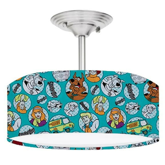 888 Cool Fans DR-0001188 Scooby Dooby Doo 2-Light Brushed Nickel Drum Style LED Lamp Fixture
