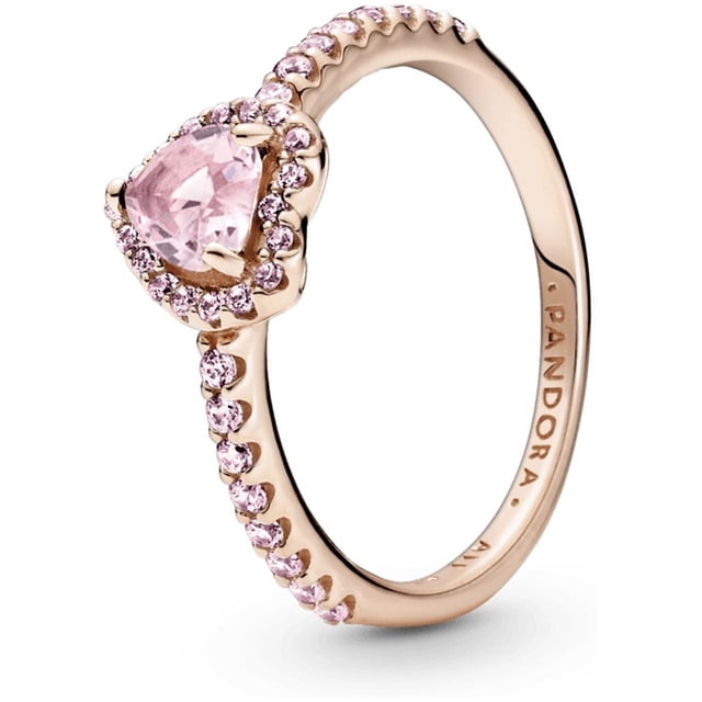 Anillo Pandora Con Un Recubrimiento En Oro Rosa De Elevado 188421C04 | Talle 48 | Baño De Oro Rosa 14K | Joyería De Lujo Para Mujer | Ideal Para Regalo Elegante | Compatible Con Charms Pandora