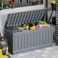thumbnail image 5 of Wubio 78 Gallon Deck Box, Waterproof Resin Outdoor Storage Box for Outside and Patio, Outdoor Storage Bench Lockable for Patio Furniture, Garden Tools and Pool Supplies -Grey, 5 of 9
