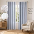 thumbnail image 4 of Bedliving Sheer Curtains 84 Inches Long 2 Panels Navy Blue Striped Light Filtering Voile Drapes Rod Pocket Curtains for Bedroom Living Room Decor, 4 of 9