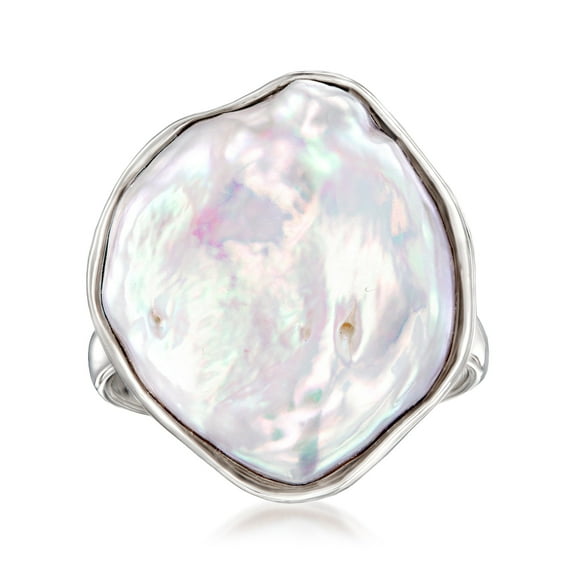 Ross-Simons 20x16mm Cultured Keshi Pearl Ring in Sterling Silver, Women's, Adult