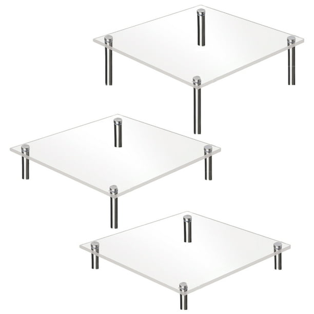 BRIGHTFUFU 3 soportes para tartas de fiesta, bandeja de escritorio transparente para exhibición de tartas, soporte para tartas, suministros para postres.