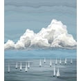 thumbnail image 3 of Blue Nautical Duvet Cover Set, Sailboats in the Sea Landscape Scene Clouds Geometric Style Digital Art, Decorative 3 Piece Bedding Set with 2 Pillow Shams, Queen Size, White Blue, by Ambesonne, 3 of 3