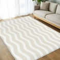 thumbnail image 4 of Cream Stripe 5x8 Area Rugs, Modern Abstract Waves Beige Striped Non-Skid Rubber Backing Large Rectangle Rugs - Living Room Bedroom Home Office, Indoor Floor Mat Carpets Washable Rug, 4 of 9