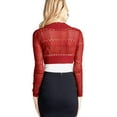 thumbnail image 3 of Fashion Secrets Juniors Long Sleeve Jacquard Texture Shrug Bolero, Cropped Sweater Short Cardigan (Medium, Burgundy), 3 of 3