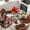 Gray Red White, variant on Red Snowman Christmas Round Tablecloth, Fitted Table Cover with Elastic for 36"-44" Round Tables, Xmas Snowflake Botanical Table Cloth Outdoor Indoor Dinning Party Waterproof Tablecloths