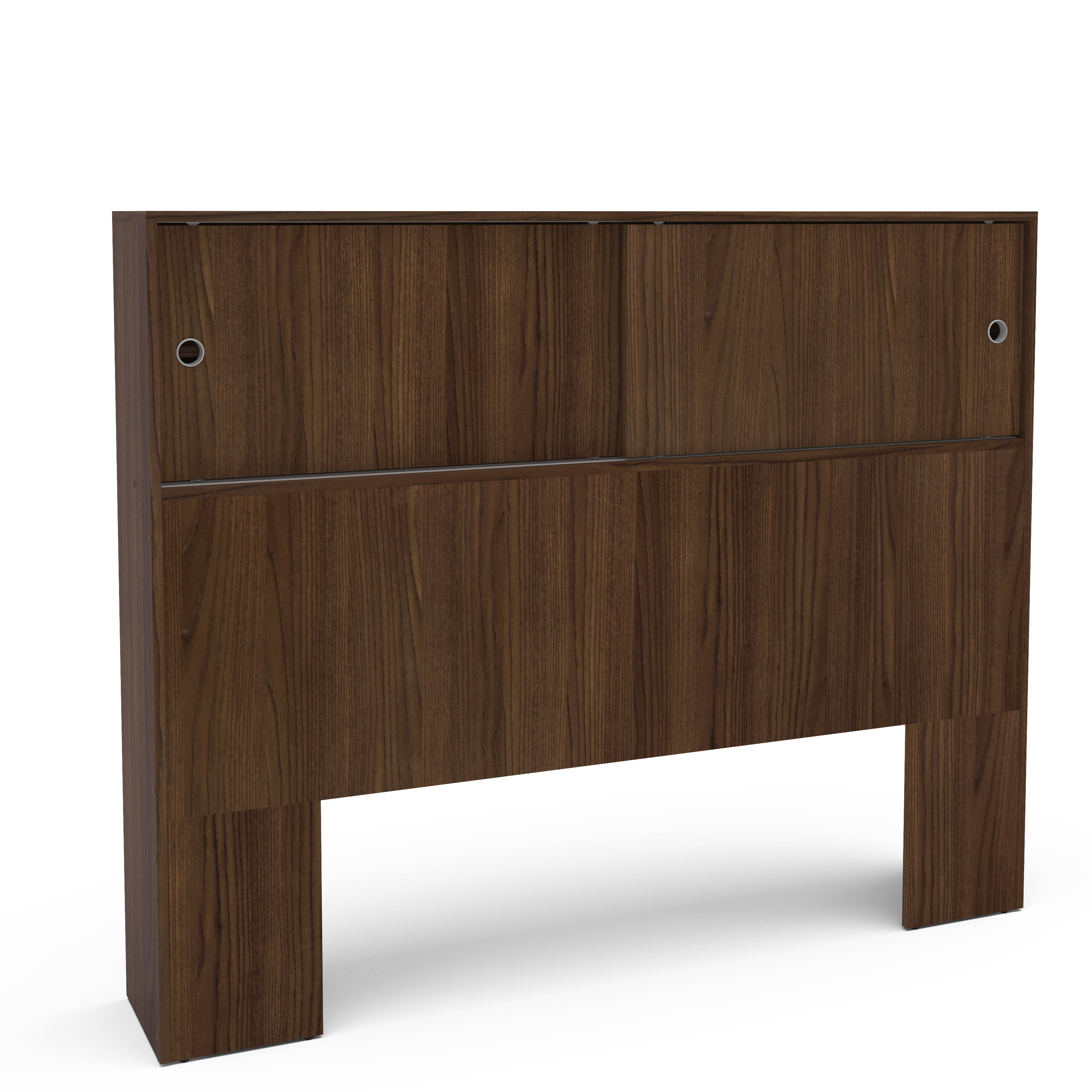 Polifurniture Victoria Full Size Wood Storage Headboard, Walnut