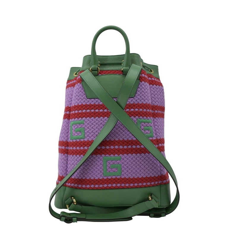 Gucci Backpack Striped Drawstring Knapsack Gucci Red/White/Blue Striped Canvas Drawstring Backpack Bag  main image 2