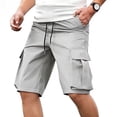thumbnail image 4 of Men's Capri Long Elastic Cargo Shorts Below Knee Shorts 3/4 Cotton Casual Relaxed Fit Shorts with Multi-Pockets Size M-3XL Gray, 4 of 5