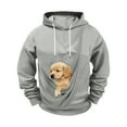 thumbnail image 5 of DUMUIELD Pet Carrier Hoodie for Men Fleece Kitten Cat Puppy Holder Pocket Pullover Tops Winter Warm Soft Dog Pouch Sweatshirt Gray,XXXL, 5 of 6