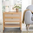 thumbnail image 1 of Rattan Night Stand Set of 2, Boho Night Stand with 2 Rattan Drawers, Large Bedside Table Side Table with Open Storage Shelf, Farmhouse Nightstand for Bedroom Living Room, 1 of 9