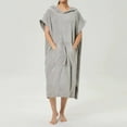 thumbnail image 2 of Hooded Bathrobes for Women, Soft Quick Dry Long Towel Robes Highly Absorbent Bathrobes (Light Gray One Size), 2 of 4