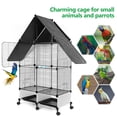 thumbnail image 3 of Qiyester Bird Cage Wrought Iron Pet Nest with Rolling Stand with Slide-Out Tray, Water Bottle&Feeder, 3 of 10