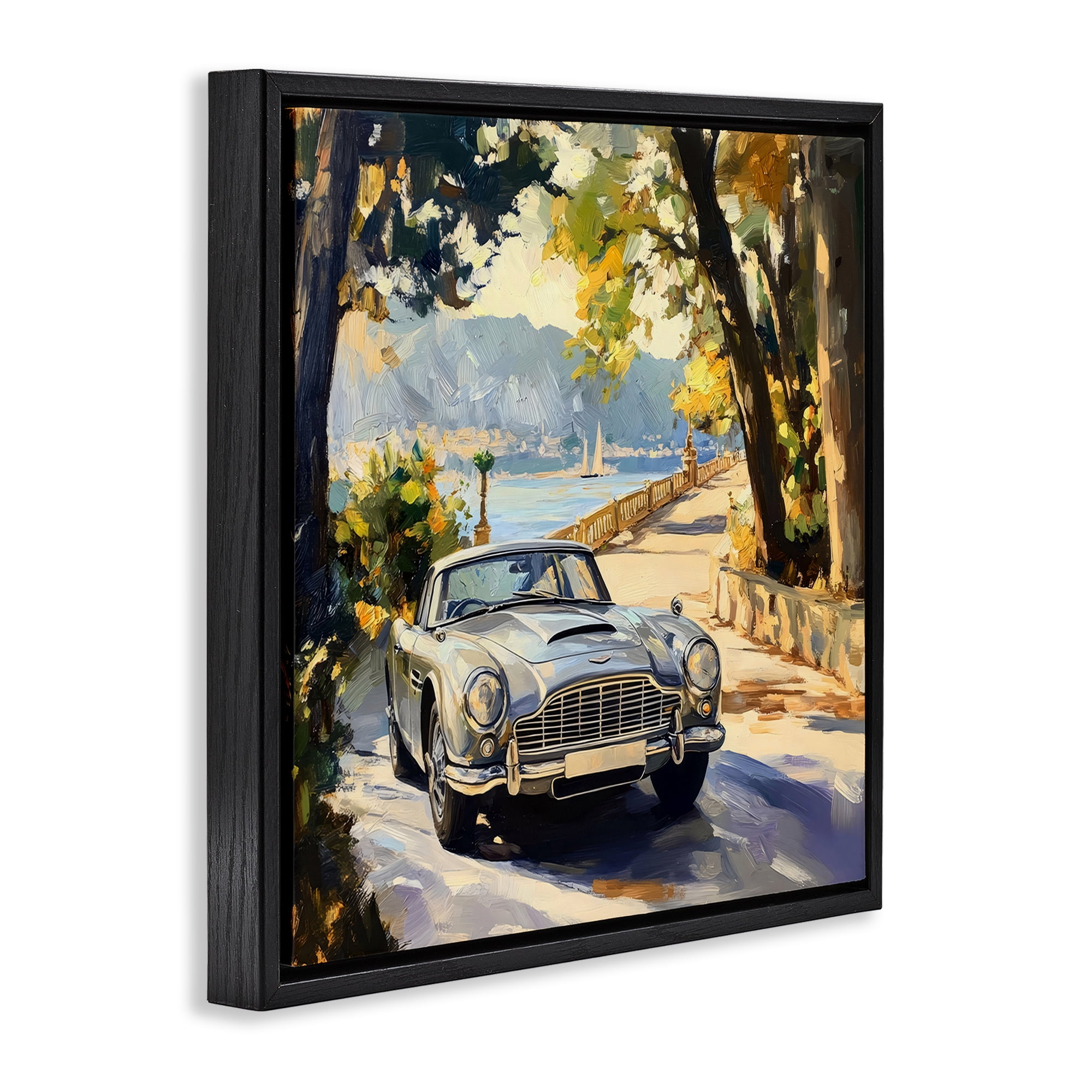 Stupell Industries Classic View of Seaside Drive Black Framed Floater Canvas Wall Art, design by Creative Studio