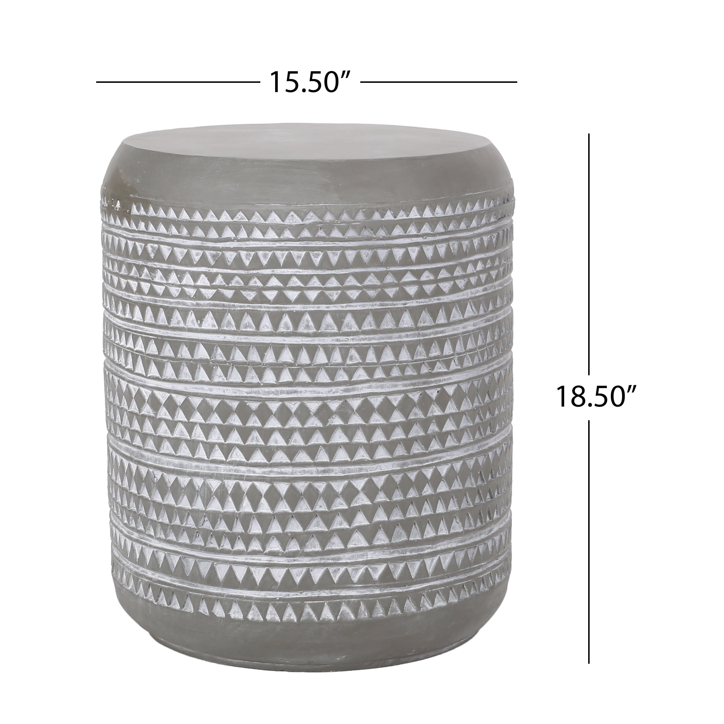Outdoor Triangle Shaped Side Table, Lightweight Concrete Craft for Patio Garden, White