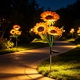 thumbnail image 4 of Luces de jardín LED con forma de girasol alimentadas por energía solar, de 3 cabezales, iluminación decorativa exterior para caminos y jardín, resistente al agua., 4 of 9