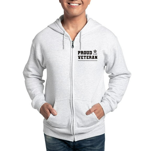 CafePress - Proud Veteran Black Sweatshirt - Zip Hoodie, Classic Hooded Sweatshirt with Metal Zipper
