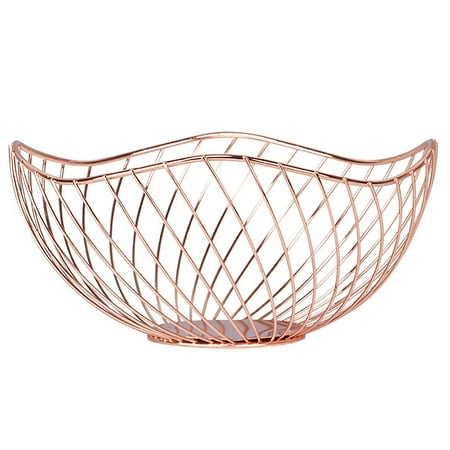 

IBWell High Style Curved-Edge Modern Creative Stylish Single Tier Dish Metal Iron Wire Fruit Vegetab