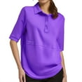thumbnail image 2 of TODOZO T Shirts for Women Loose Fit Casual Lightweight Soft Basic Tees Summer Clothes for Women Women's Loose Short Sleeved T Shirt Casual Large Size Fashionable Collar Purple L, 2 of 6