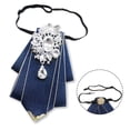 thumbnail image 2 of MENDENG Vintage Crystal Bow Tie Adjustable Navy Blue Bow Tie for Men Wedding Party Bowtie Men's Neckties Set, 2 of 6