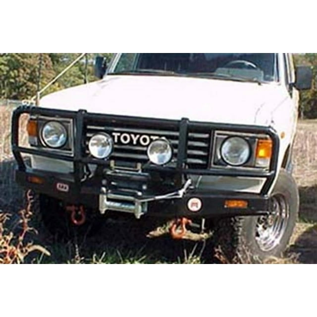 Fits 1981-1987 Toyota Land Cruiser ARB Bumper 3410100 Deluxe Bar; One Piece Design; Direct Fit; Mounting Hardware Included; With Grille/Headlight Guard; With Recessed Winch Mount