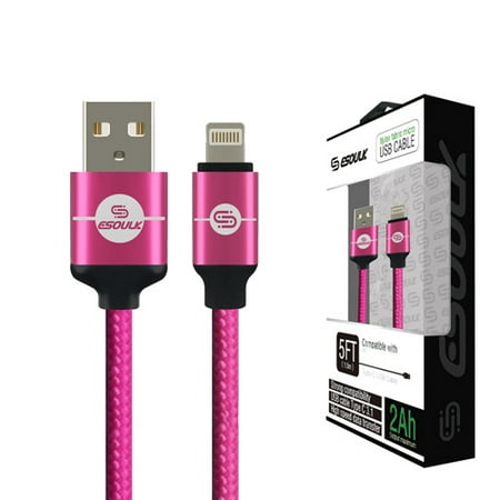 Pink 8 Pin 5 Ft Braided Data Charging Cable for iPhone X 6, 6s, 7, 8, 7 Plus, 8 PLUS, 5, 5s