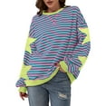 thumbnail image 7 of Hoodies For Women Oversized Sweatshirt For Women 2024 Fall Crewneck Star Striped Top Long Sleeve Preppy Y2K Hoodies Lightweight Hoodie, 7 of 7